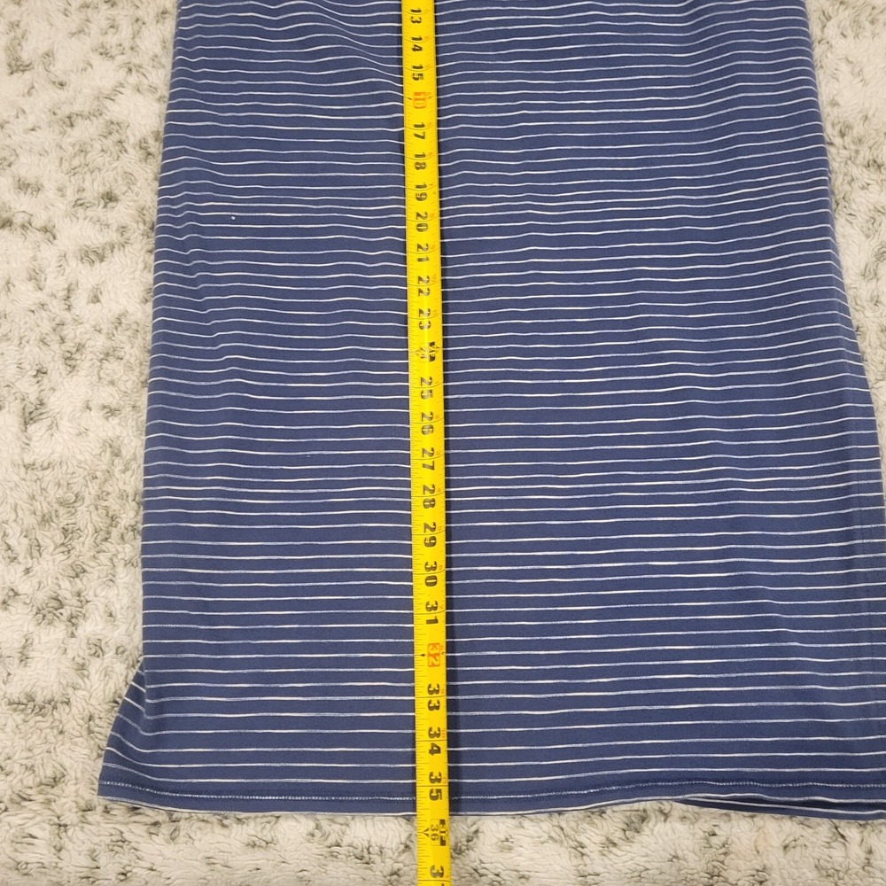 Life is Good SZ S Blue Nautical Maxi Stripe Casual Beachy Skirt W/Slit Pull On - Picture 8 of 10